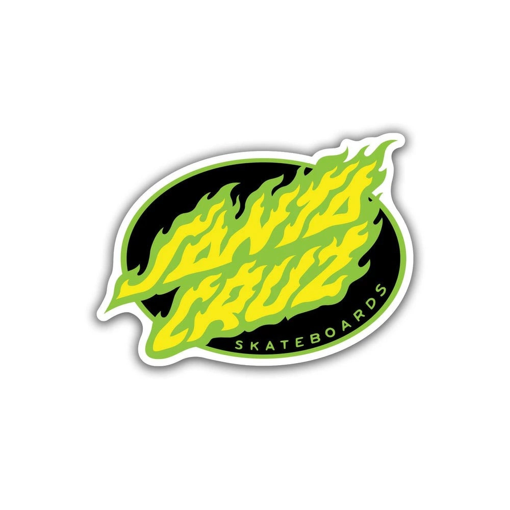 サンタクルーズ SANTA CRUZ<br>3.5in x 2.5in OVAL FLAME DOT STICKER<br>ステッカー デカール シール スケートボード スケボー sk8 skateboard