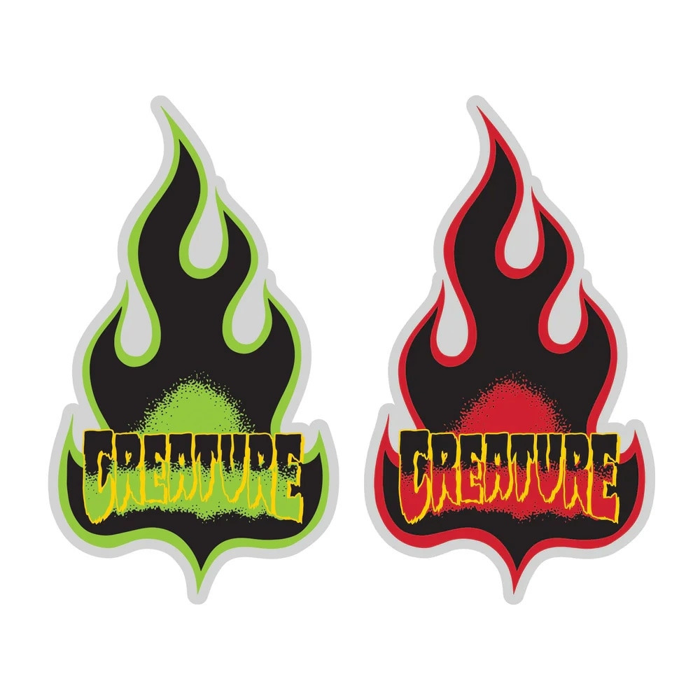 クリーチャー CREATURE<br>3.5in x 6.25in LOGO FLAME STICKER<br>ステッカー デカール シール スケートボード スケボー ストリート sk8 skateboard
