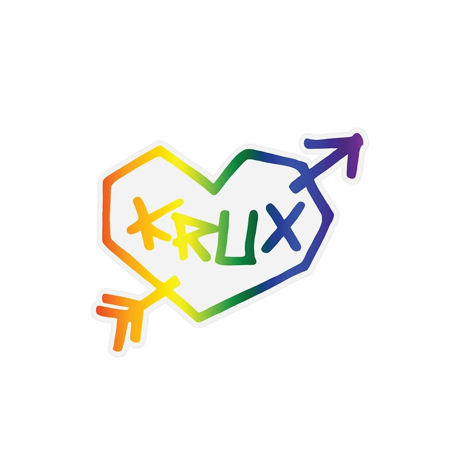 クラックス KRUX<br>4in x 3.25in RAINBOW HEART STICKER<br>ステッカー デカール シール スケートボード スケボー sk8 skateboard