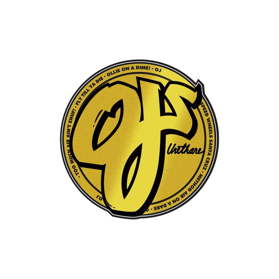 オージェイウィール OJ WHEELS<br>3in x 3in OJ CLASSIC GOLD STICKER<br>ステッカー デカール シール スケートボード スケボー sk8 skateboard
