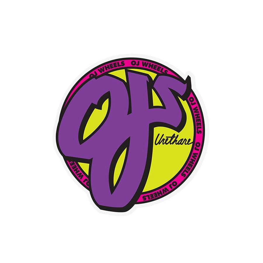 オージェイウィール OJ WHEELS<br>3inch x 3inch OJ CLASSIC PURPLE STICKER<br>ステッカー デカール シール スケートボード スケボー sk8 skateboard