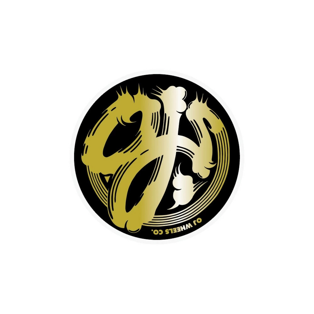 オージェイウィール OJ WHEELS<br>3.5in x 3.5in BRUSH LOGO GOLD FOIL STICKER<br>ステッカー デカール シール スケートボード スケボー sk8 skateboard