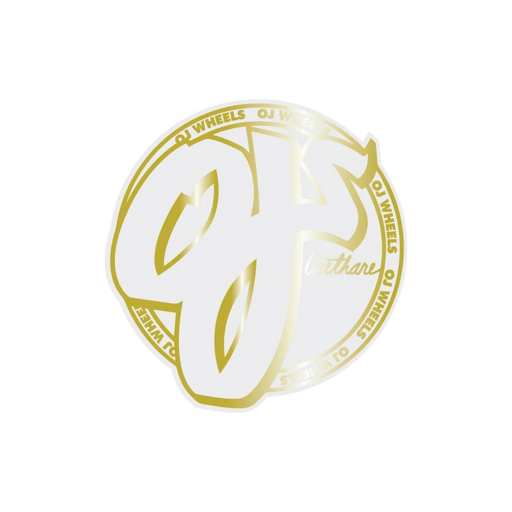 オージェイウィール OJ WHEELS<br>3.5in x 3.5in OJ GOLD STICKER<br>ステッカー デカール シール スケートボード スケボー sk8 skateboard