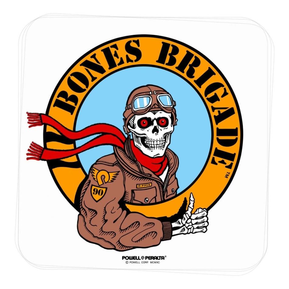 パウエル・ペラルタ POWELL PERALTA<br>4.625in BONES BRIGADE RIPPER PILOT STICKER CLEAR<br>ステッカー ボーンズブリゲード リッパー デカール スケートボード スケボー sk8 skateboard