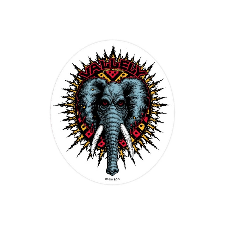 パウエル・ペラルタ POWELL PERALTA<br>4.5in x 5.25in VALLELY ELEPHANT STICKER<br>ステッカー マイク・バレリー ドラゴン デカール スケートボード スケボー