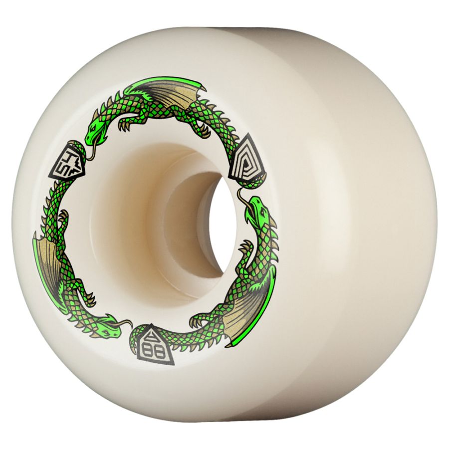パウエル・ペラルタ POWELL PERALTA<br>54mm x 39mm DRAGON FORMULA WHITE 88A WHEEL<br>ソフトウィール 4個セット ドラゴンフォーミュラ スケートボード スケボー sk8 skateboard タイヤ ローラー 車輪 速い【2412】