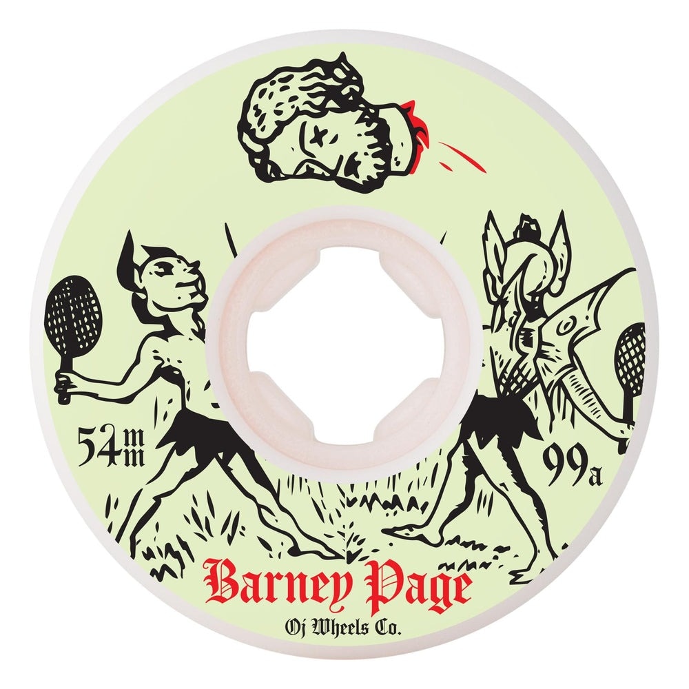 オージェイウィール OJ WHEELS<br>54mm BARNEY PAGE ORIGINAL WHITE HARDLINE 99A WHEELS<br>ハードウィール バーニー・ペイジ 4個セット スケートボード ハードライン スケボー sk8 skateboard タイヤ トリック スライド【2501】