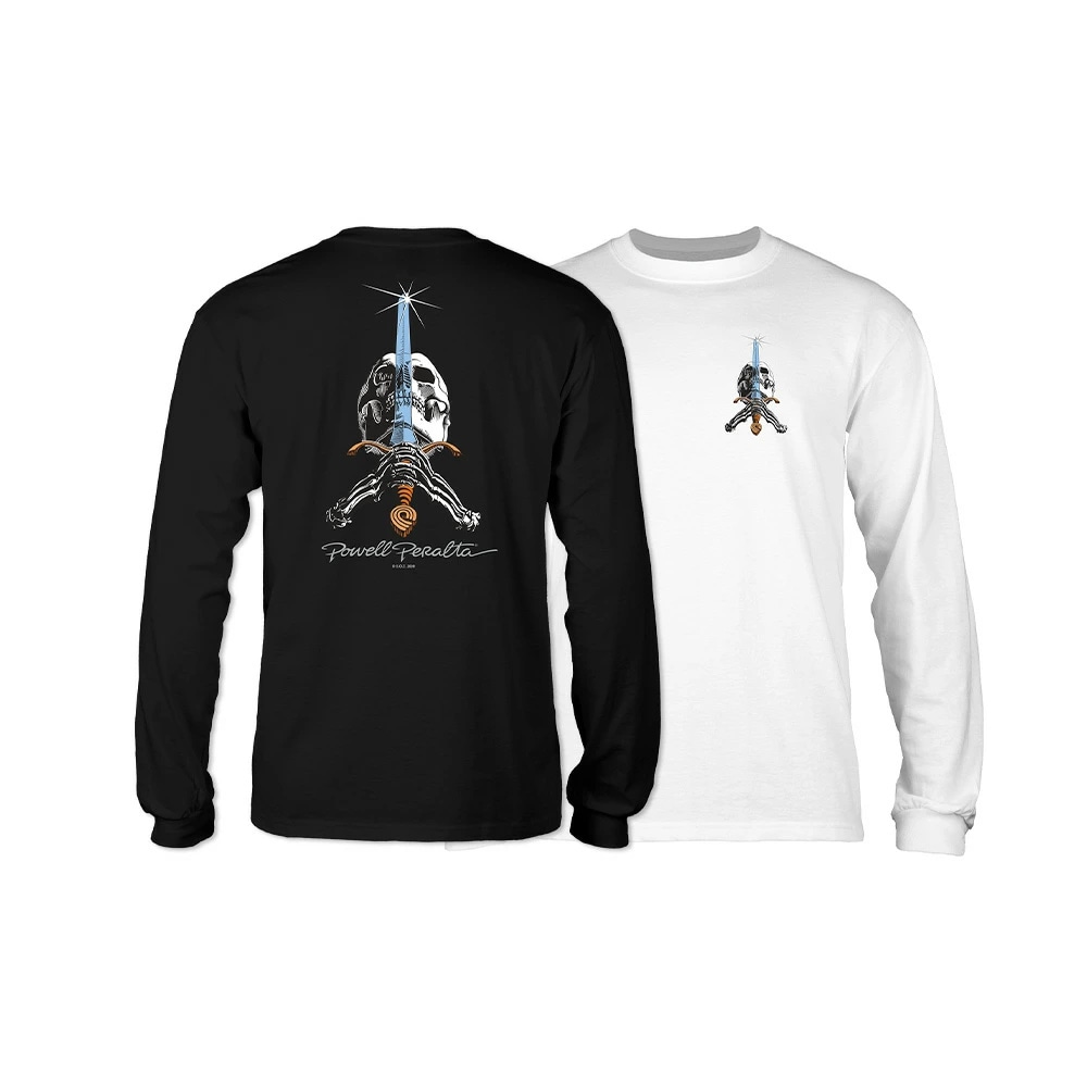 パウエル・ペラルタ POWELL PERALTA<br>SKULL AND SWORD L/S T-SHIRT<br>Tシャツ ロンT 長袖 レイ・ロドリゲス メンズ スケートボード スケボー sk8 skateboard ストリート ファッション おしゃれ オールドスクール【CP】
