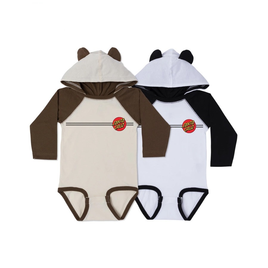 サンタクルーズ SANTA CRUZ<br>CLASSIC DOT STRIPE FRONT L/S ONE PIECE T-SHIRT INFANT BABY<br>ロンパース ワンピース ワンジー ブラック 赤ちゃん ベビーサイズ プレゼント ギフト 贈り物 出産祝い 誕生日 スケートボード スケボー sk8 skateboard【22SM】