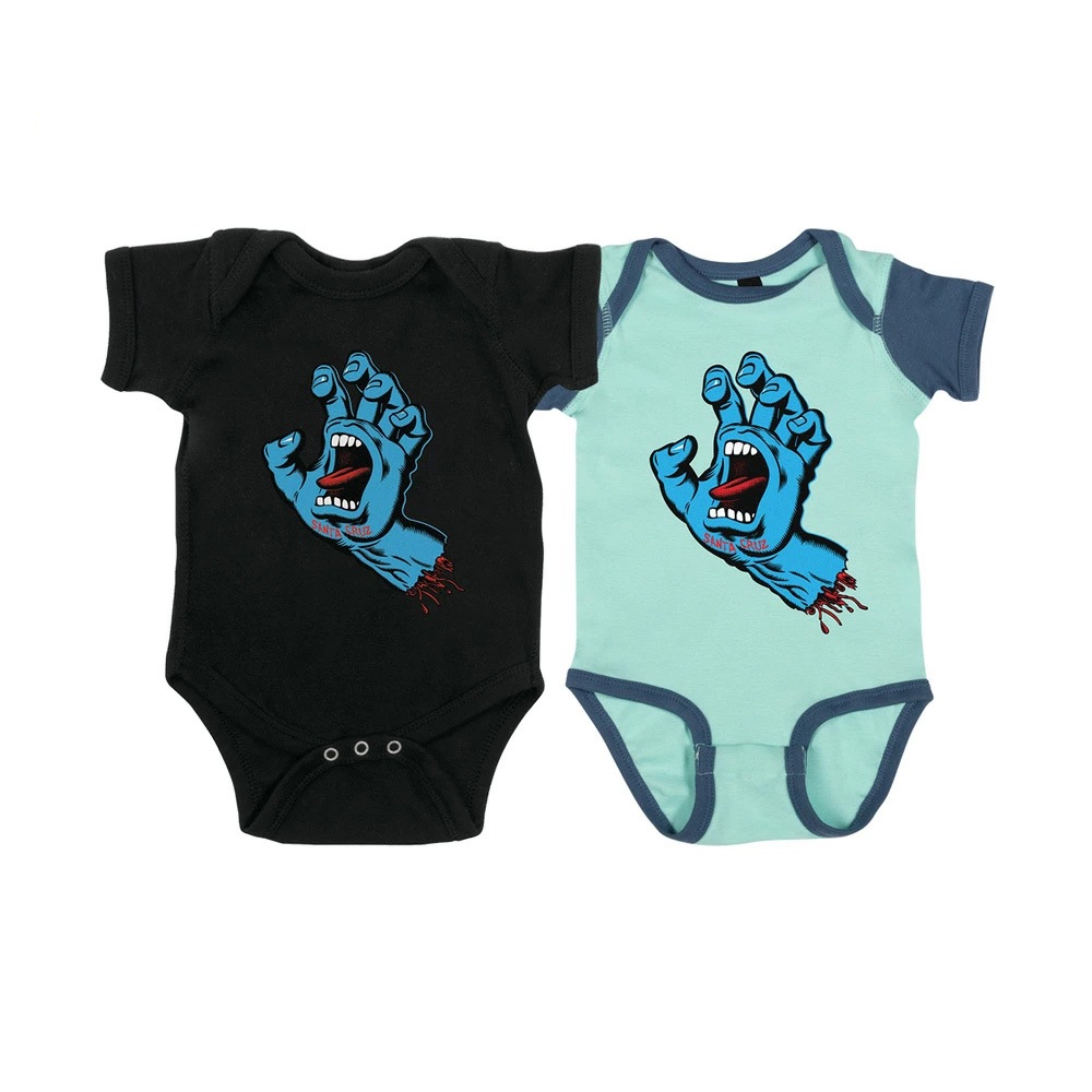 サンタクルーズ SANTA CRUZ<br>SCREAMING HAND FRONT ONE PIECE S/S INFANT BABY<br>ロンパース ワンピース ワンジー 赤ちゃん ベビーサイズ プレゼント ギフト 贈り物 出産祝い 誕生日 スケートボード スケボー sk8 skateboard【24SS】