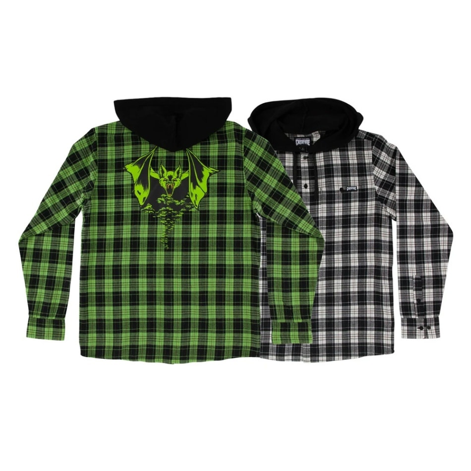 クリーチャー CREATURE<br>BAT RELIC L/S FLANNEL TOP<br>フランネルシャツ フード付 ネルシャツ カジュアル 長袖 メンズ スケートボード スケボー ストリート スケーター ファッション sk8 skateboard【25SS】