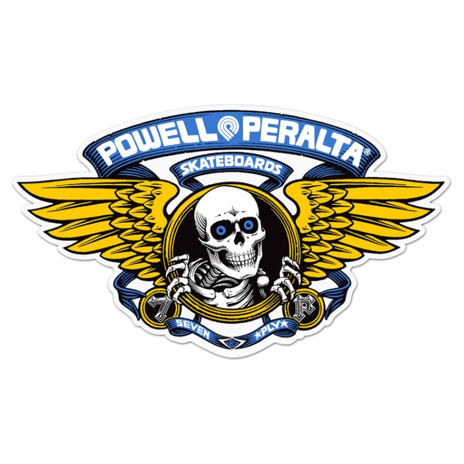 パウエル・ペラルタ POWELL PERALTA<br>12in WINGED RIPPER DIE-CUT BLUE RAMP STICKER<br>ステッカー リッパー 大きい デカール スケートボード スケボー sk8 skateboard