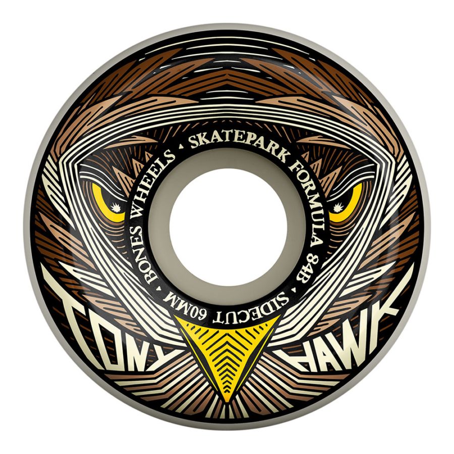 ボーンズ ウィール BONES WHEELS<br>60mm SPF HAWK NIGHT HAWK P5 SIDECUT 84B WHEELS<br>ハードウィール(4個セット)  ホワイト スケートパークフォーミュラ スケートボード スケボー  sk8 skateboard タイヤ ローラー 車輪 トリック スライド グラインド【2503】