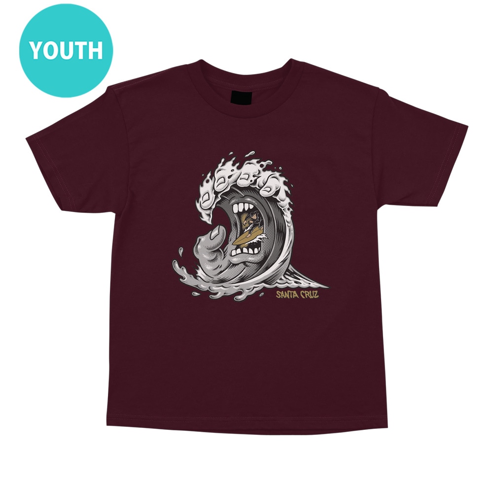 サンタクルーズ SANTA CRUZ<br>SCREAMING WAVE FRONT S/S REGULAR T-SHIRT YOUTH<br>ユースサイズTシャツ 子供用 スクリーミングハンド ストリートファッション 小学生 おしゃれ スケートボード スケボー sk8 skateboard【25SM】