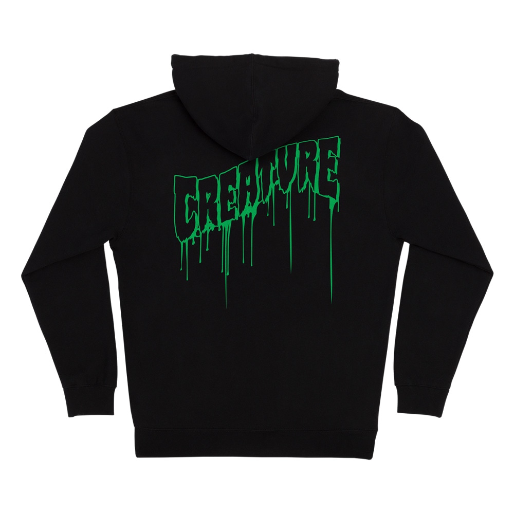 クリーチャー CREATURE<br>LOGO OUTLINE DRIP ZIP HOODED SWEATSHIRT<br>ジップアップパーカー フード ストリート スケーター ファッション スケートボード スケボー sk8 skateboard【25SM】