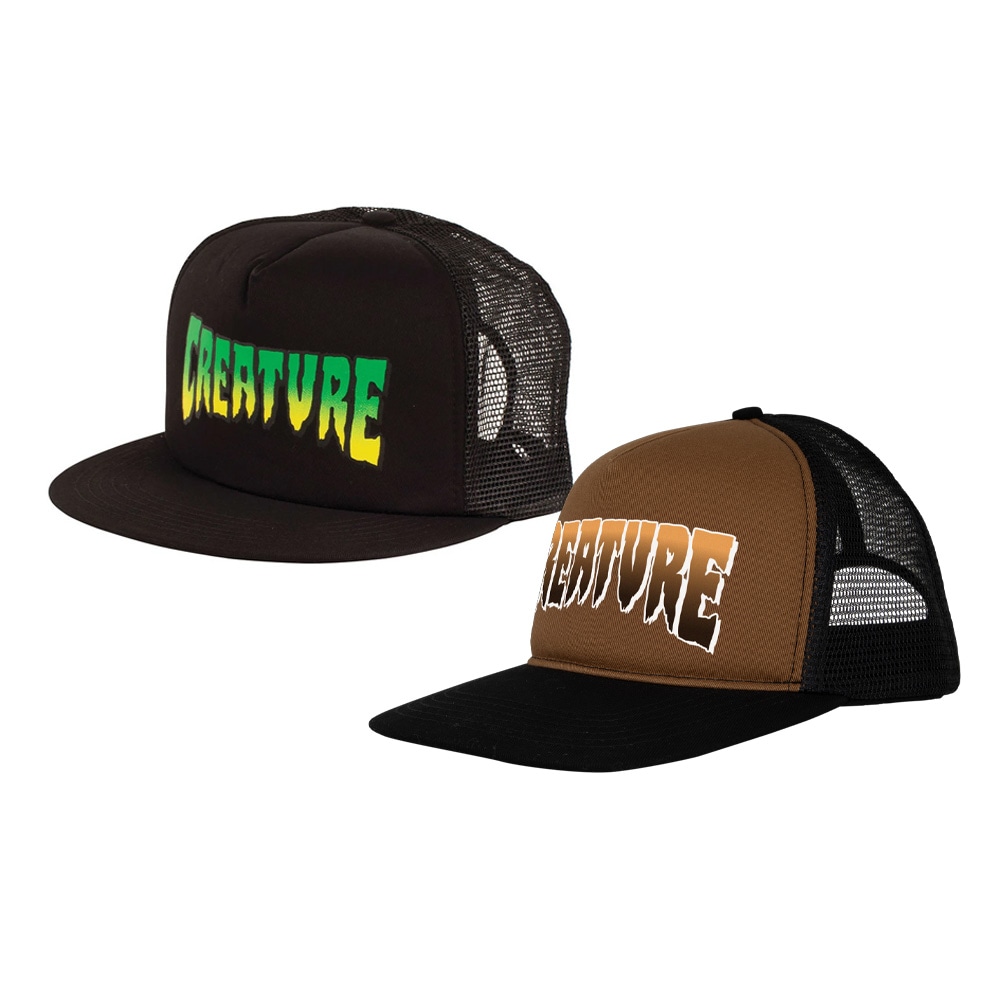 クリーチャー CREATURE<br>CREATURE LOGO MESH TRUCKER HAT<br>キャップ メッシュキャップ ハット 帽子 CAP メンズ スケートボード スケボー ストリート スケーター ファッション sk8 skateboard【25SM】