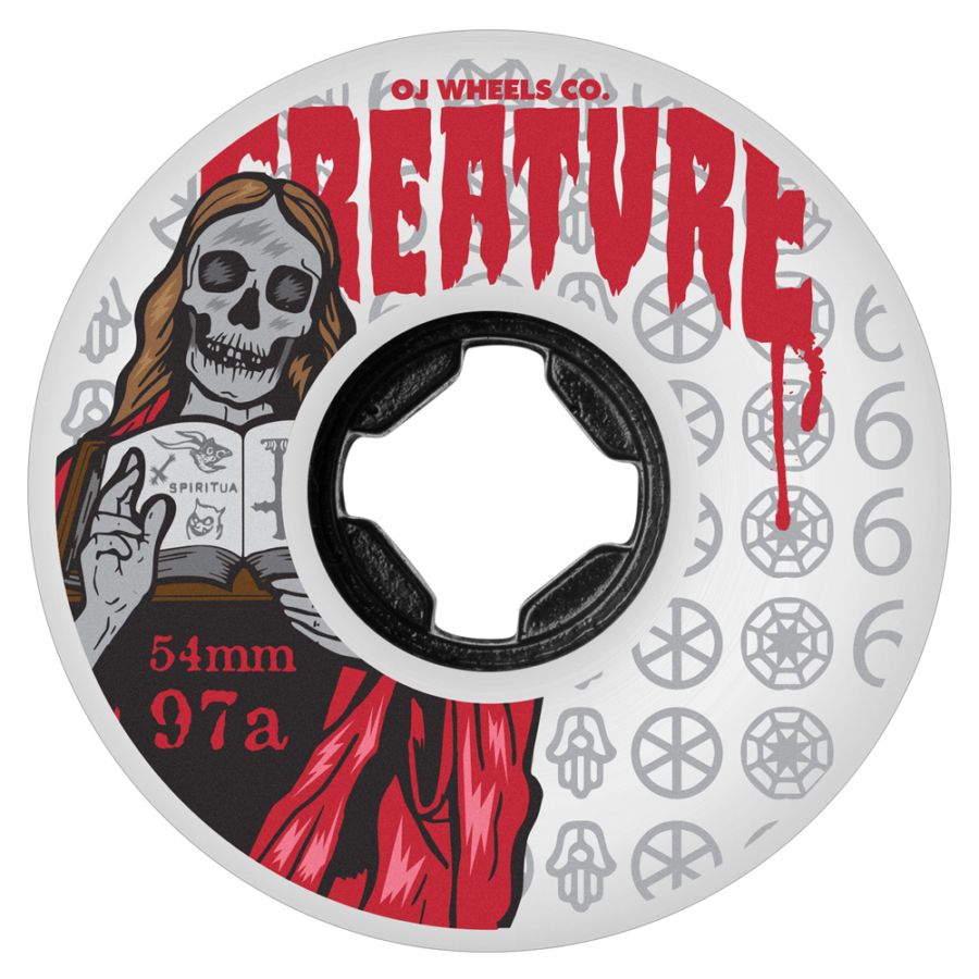 オージェイウィール OJ WHEELS<br>54mm THE BOOK OF OJ BLOODSUCKER HARDLINE WHITE  97A WHEELS<br>ハードウィール 4個セット スケートボード ハードライン スケボー sk8 skateboard タイヤ トリック スライド【2507】