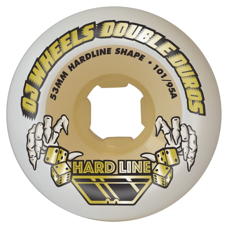 オージェイウィール OJ WHEELS<br>53mm DOUBLE DURO WHITE/GUM HARDLINE 101A/95A WHEELS<br>ハードウィール ダブルデュロ  4個セット スケートボード スケボー sk8 skateboard タイヤ ローラー 車輪 トリック スライド グラインド【2507】