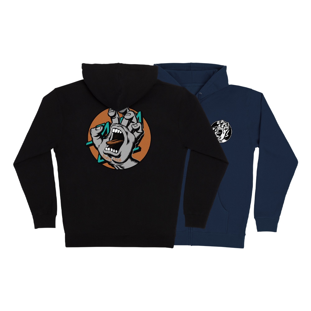 サンタクルーズ SANTA CRUZ<br>HAND DOT ZIP HOODED SWEATSHIRT<br>ジップアップパーカー スクリーミングハンド クラシックドット フード スウェット メンズ ストリート スケーター ファッション スケートボード スケボー sk8 skateboard【25FA】