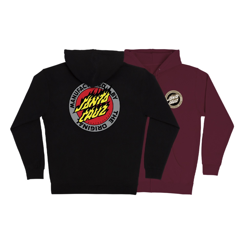 サンタクルーズ SANTA CRUZ<br>FLAMED MFG DOT ZIP HOODED SWEATSHIRT<br>ジップアップパーカー クラシックドット フード スウェット メンズ ストリート スケーター ファッション スケートボード スケボー sk8 skateboard【25FA】