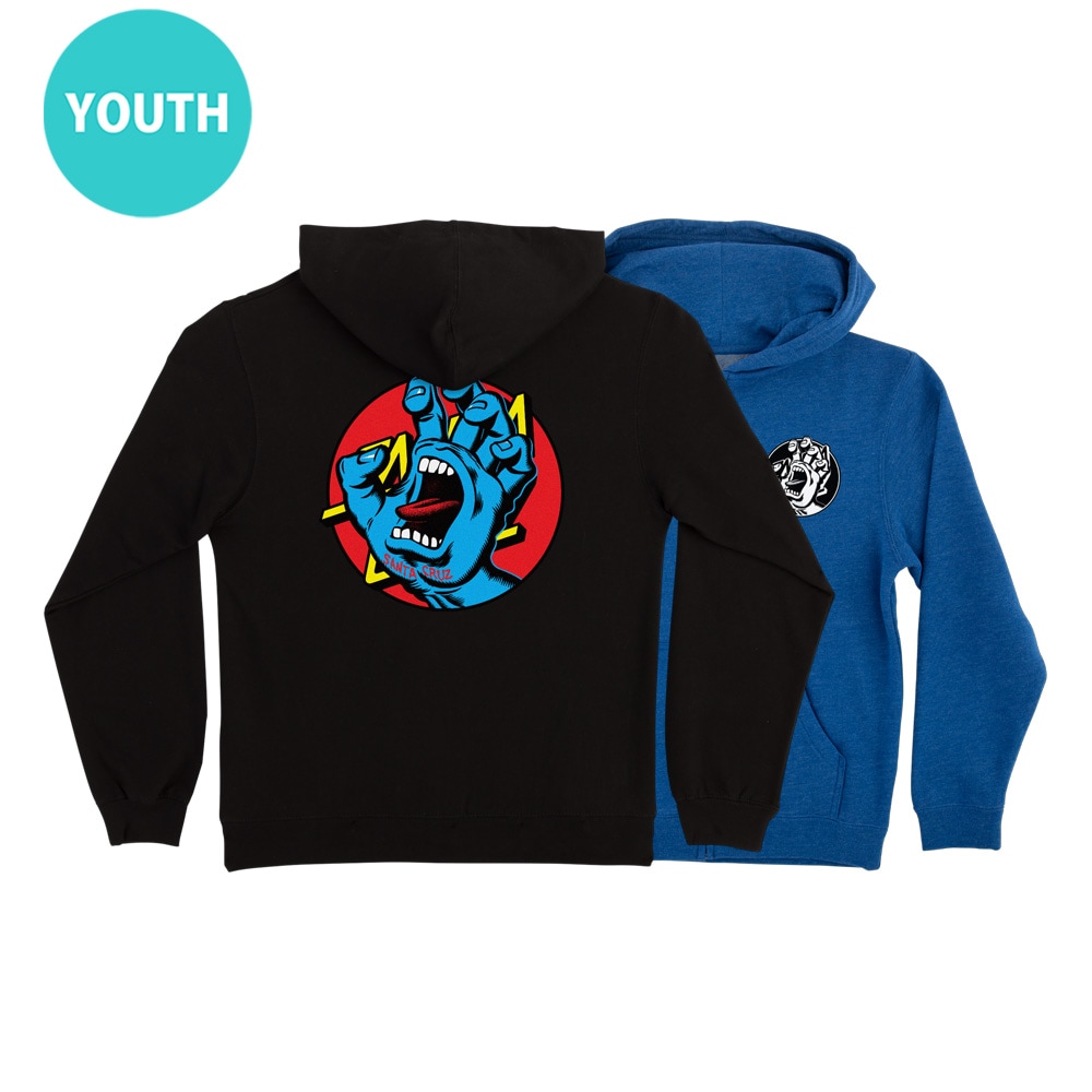 サンタクルーズ SANTA CRUZ<br>HAND DOT ZIP HOODED SWEATSHIRT YOUTH<br>ジップアップパーカー ユースサイズ  子供用 キッズ P/O フード スケートボード スケボーsk8 skateboard【25FA】