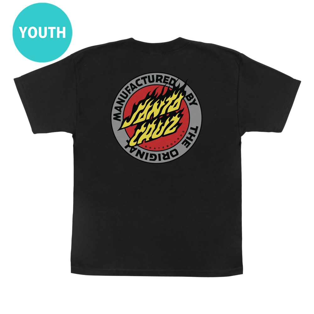 サンタクルーズ SANTA CRUZ<br>FLAMED MFG DOT S/S REGULAR T-SHIRT YOUTH<br>ユースサイズTシャツ 子供用 クラシックドット ストリートファッション 小学生 おしゃれ スケートボード スケボー sk8 skateboard【25FA】