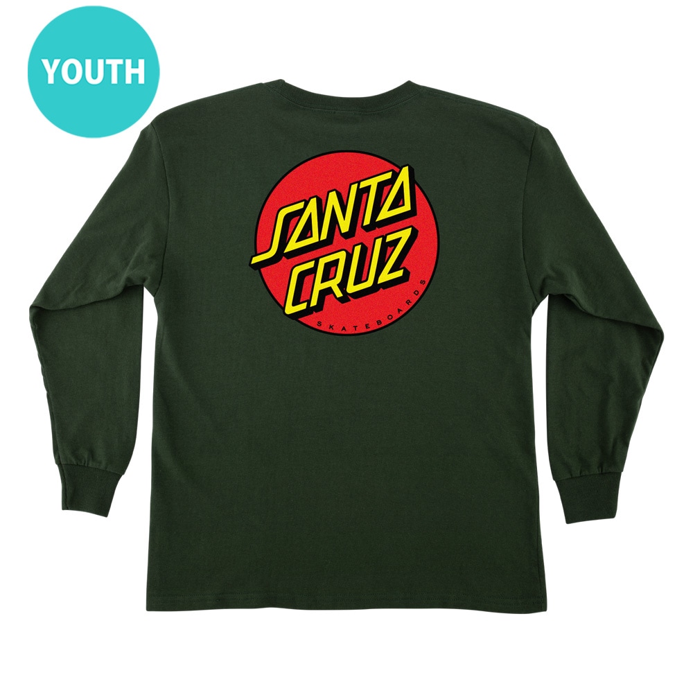 サンタクルーズ SANTA CRUZ<br>CLASSIC DOT L/S REGULAR T-SHIRT YOUTH<br>ユースサイズTシャツ 子供用 クラシックドット ストリートファッション 小学生 おしゃれ スケートボード スケボー sk8 skateboard【25FA】