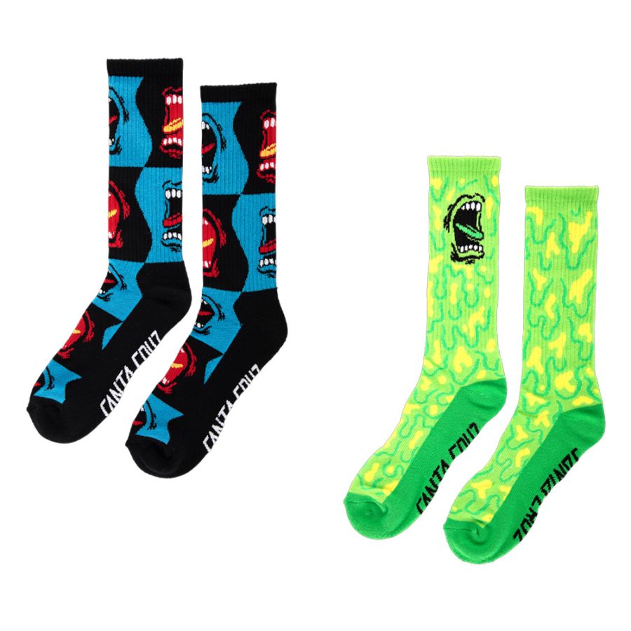 サンタクルーズ SANTA CRUZ<br>ALLOVER SCREAMING STRIP SOCKS<br>ソックス 1ペア 靴下 メンズ レディース ストリート スケーター ファッション スケートボード スケボー sk8 skateboard【25FA】