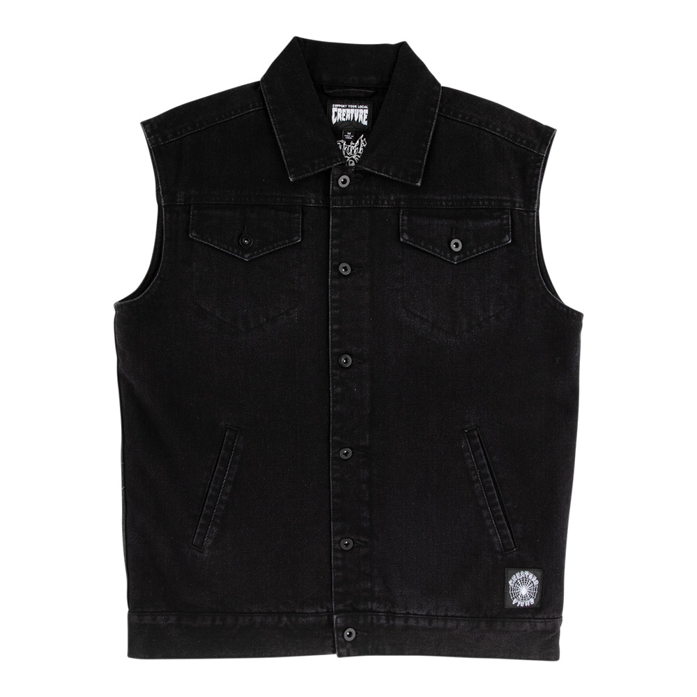 クリーチャー CREATURE<br>RESURRECTION DENIM VEST<br>デニムベスト アウター メンズ スケートボード スケボー ストリート スケーター ファッション sk8 skateboard【25FA】