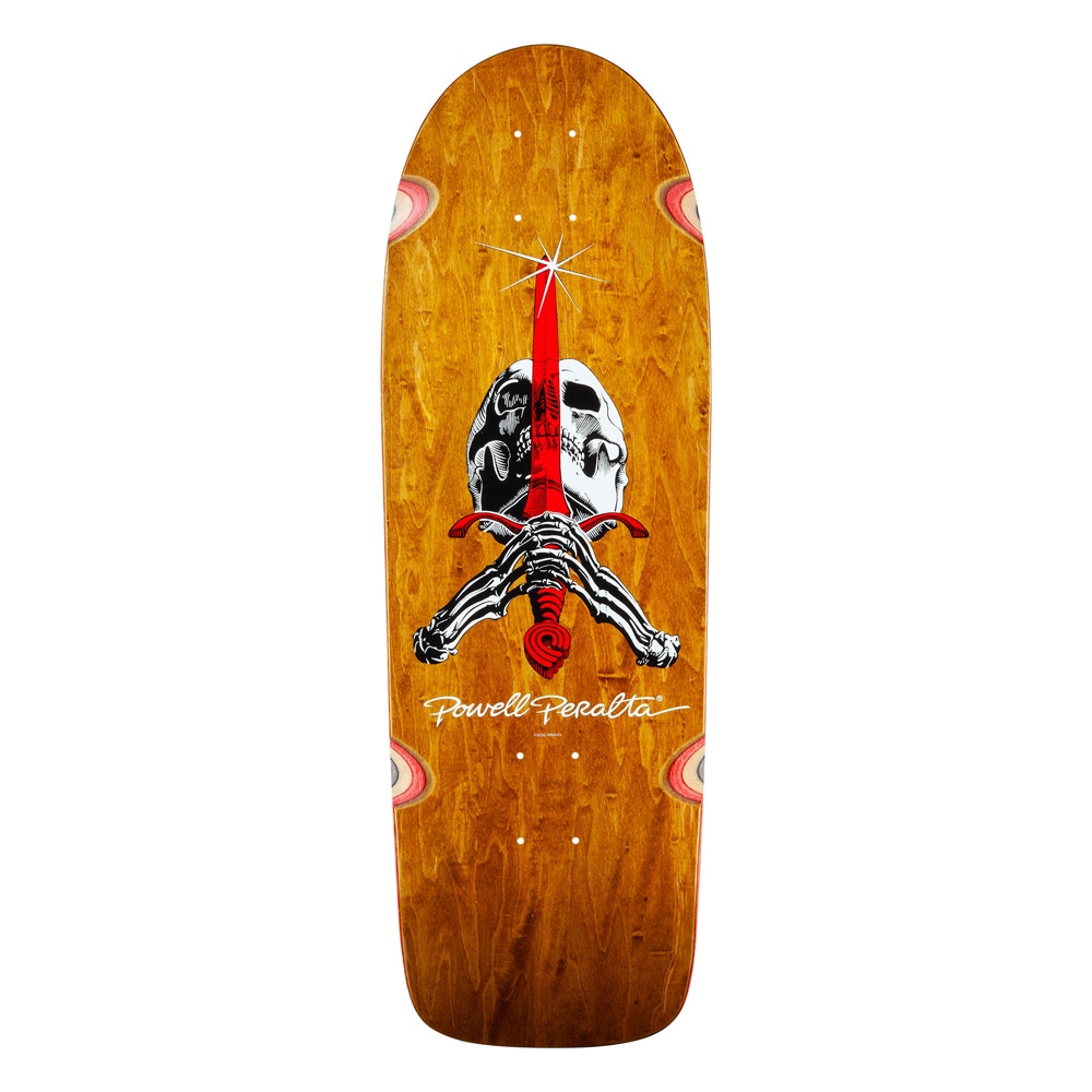 パウエル・ペラルタ POWELL PERALTA<br>スケボー デッキ 10 OG RAY RODRIGUEZ SKULL & SWORD REISSUE SKATEBOARD DECK BROWN SHAPE 166<br>レイ・ロドリゲス リイシュー オールドスクール スケートボード ストリート sk8 skateboard 板【2508】