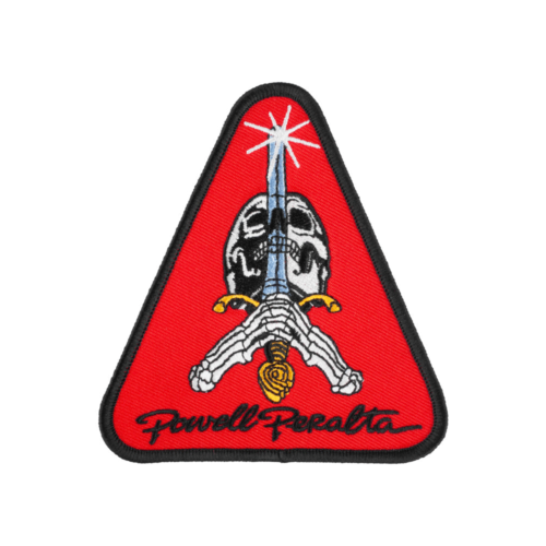 パウエル・ペラルタ POWELL PERALTA<br>2.5in SKULL&SWORD PATCH RED<br>ワッペン スカル＆ソード パッチ アクセサリー ストリート スケーター ファッション スケートボード スケボー sk8 skateboard
