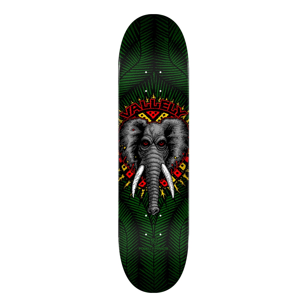 パウエル・ペラルタ POWELL PERALTA<br>スケボー デッキ 7.5 MIKE VALLELY ELEPHANT GREEN DECK SHAPE 255<br>マイク・バレリー モデル  スケートボード ストリート sk8 skateboard 板【2509】