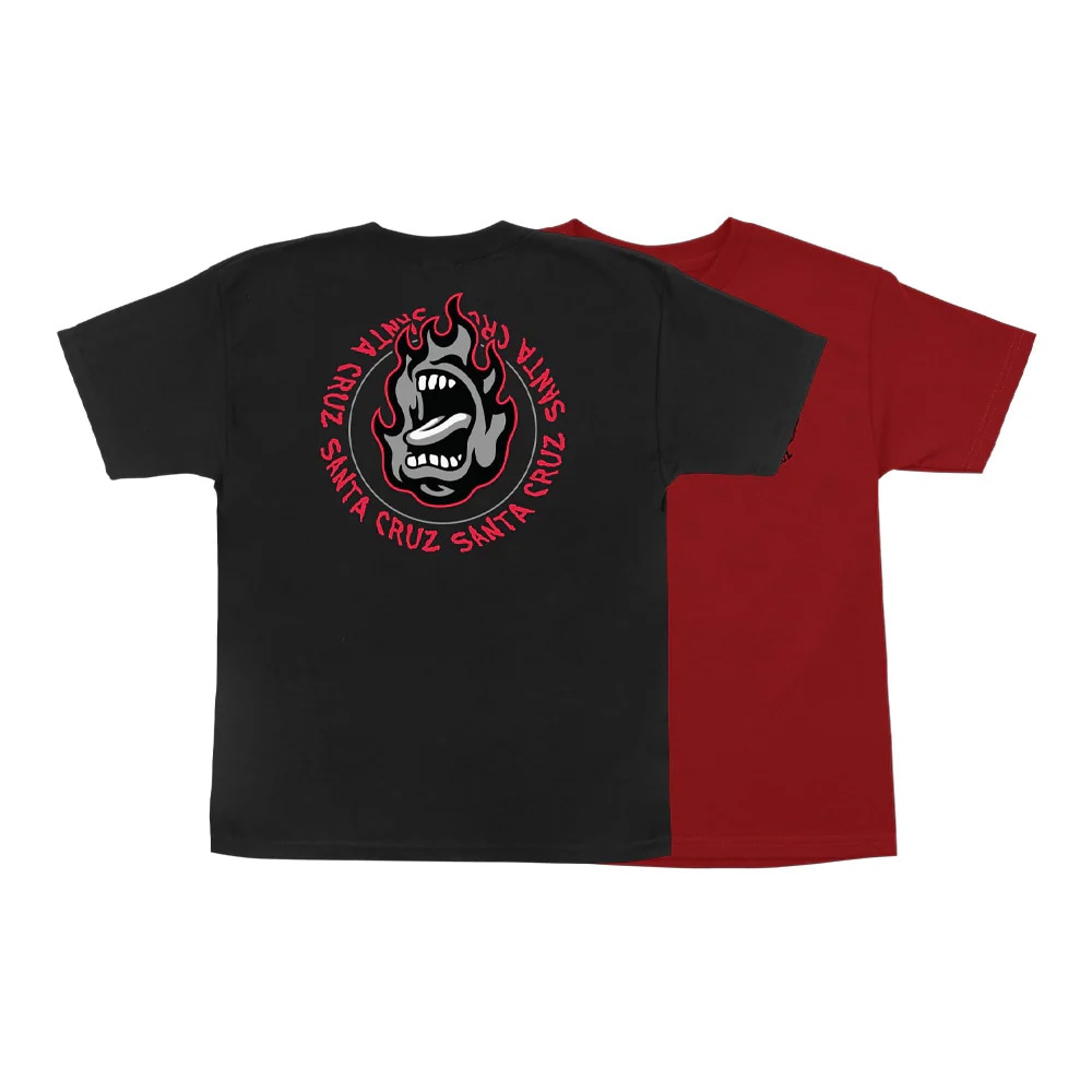 サンタクルーズ SANTA CRUZ<br>RINGED SCREAMING FLAME S/S REGULAR T-SHIRT YOUTH<br>ユースサイズTシャツ 子供用  ストリートファッション 小学生 おしゃれ スケートボード スケボー sk8 skateboard【25HD】