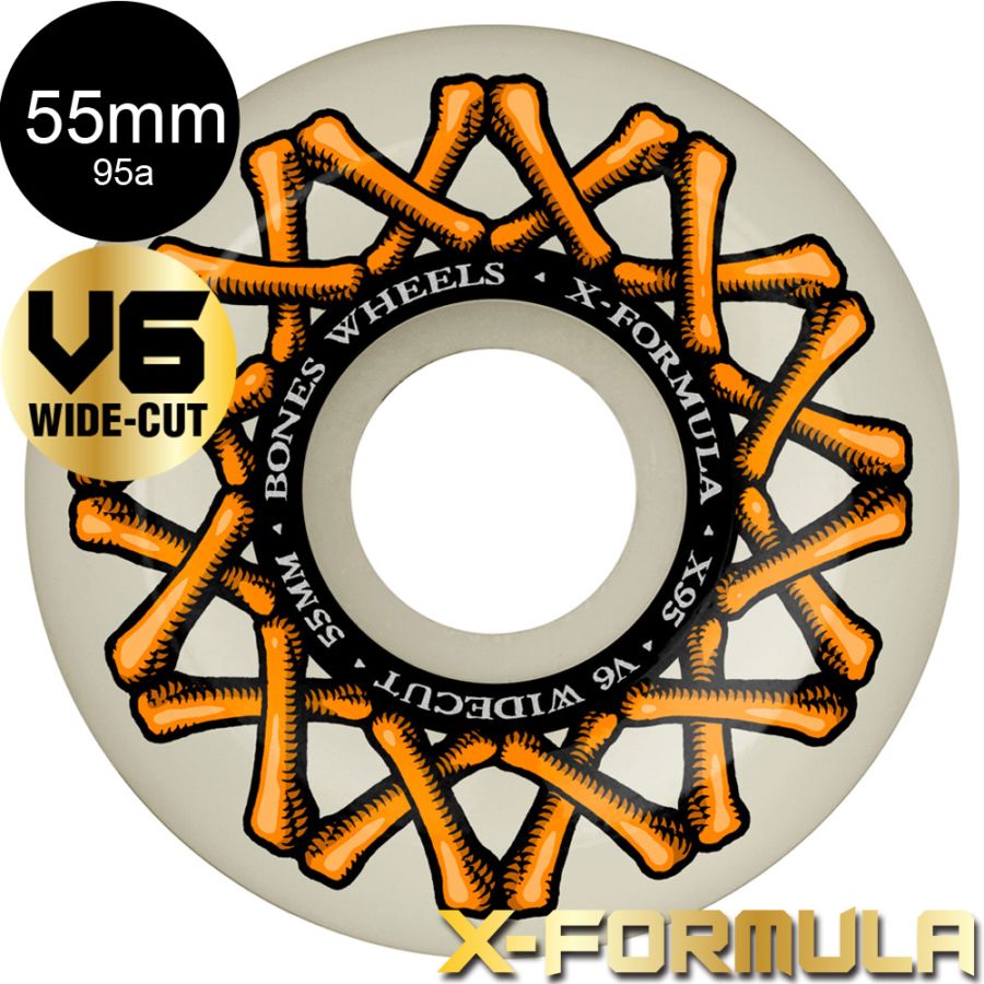 ボーンズ ウィール BONES WHEELS<br>55mm X-FORMULA V6 WIDECUT 95A WHEELS<br>ハードウィール 4個セット エックスフォーミュラー X95 スケートボード スケボー skateboard タイヤ【2601】