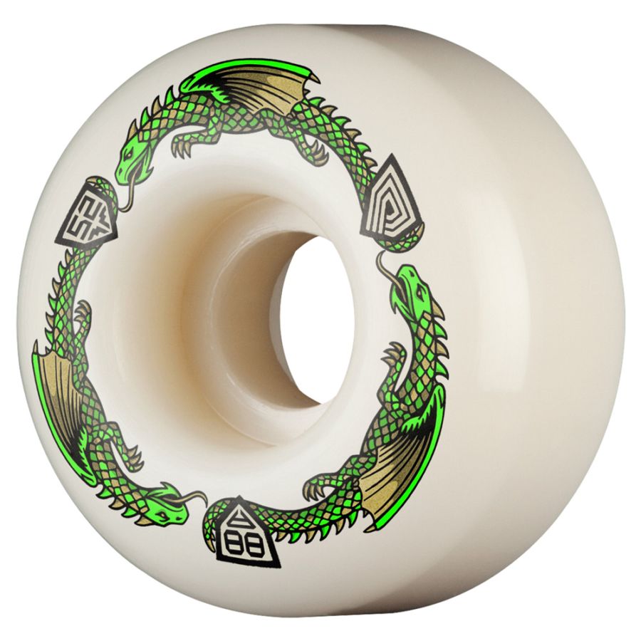 パウエル・ペラルタ POWELL PERALTA<br>52mm x 31mm DRAGON FORMULA WHITE 88A WHEEL<br>ソフトウィール 4個セット ドラゴンフォーミュラ スケートボード スケボー sk8 skateboard タイヤ ローラー 車輪 速い【2512】