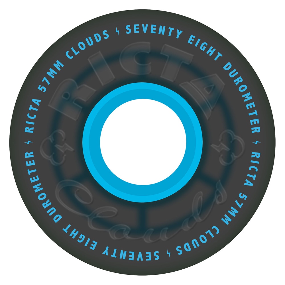 リクタ RICTA<br>57mm CLOUDS TRANSPARENT BLACK/BLUE 78A WHEELS<br>ソフトウィール 4個セット クラウズ クルーザー スケートボード スケボー sk8 skateboard タイヤ ローラー 車輪 静か 速い【2602】