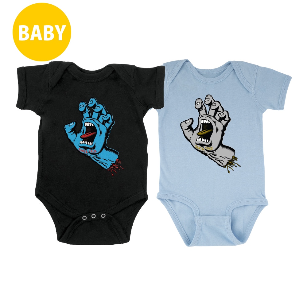 サンタクルーズ SANTA CRUZ<br>SCREAMING HAND FRONT ONE PIECE S/S INFANT BABY<br>ワンピース  赤ちゃん ベビーサイズ プレゼント ギフト 贈り物 出産祝い 誕生日 スケートボード スケボー sk8 skateboard【26SP】