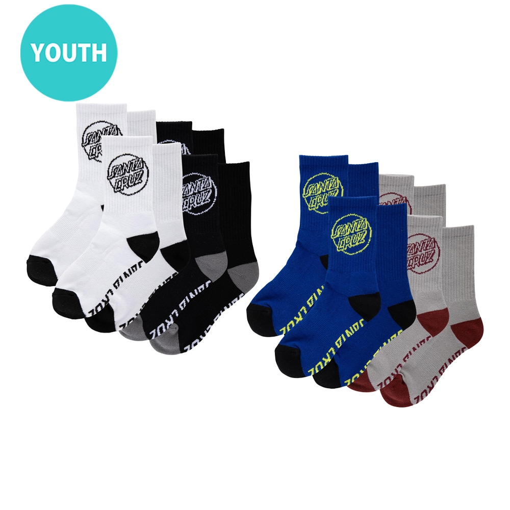 サンタクルーズ SANTA CRUZ<br>OPUS STRIP 4-PACK YOUTH SOCKS<br>ソックス 4ペア 8枚入り ユース キッズ 子供用 ストリート スケーター ファッション スケートボード スケボー sk8 skateboard【26SP】