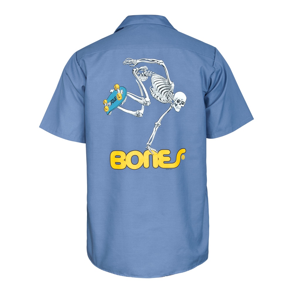 パウエル・ペラルタ POWELL PERALTA<br>SK8BOARD SKELTON S/S WORK SHIRTS<br>ワークシャツ 半袖 メンズ スケートボード スケボー sk8 skateboard ストリート ファッション おしゃれ オールドスクール【26SS】