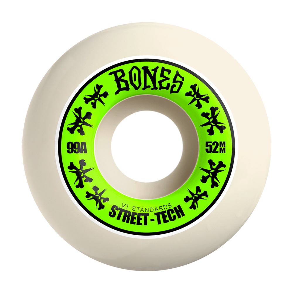 ボーンズ ウィール BONES WHEELS<br>52mm STF V1 STANDARD 99A WHEELS<br>ハードウィール(4個セット)ホワイト ストリートテックフォーミュラ スケートボード スケボー sk8 skateboard タイヤ ローラー 車輪 トリック スライド グラインド【2603】