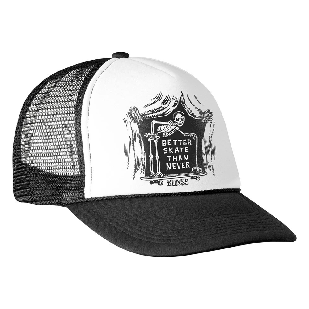 ボーンズ ウィール BONES WHEELS<br>BETTER SK8 THAN NEVER TRUCKER CAP<br>スナップバック メッシュキャップ トラッカー 帽子 スケートボード スケボー sk8 skateboard【25SS】