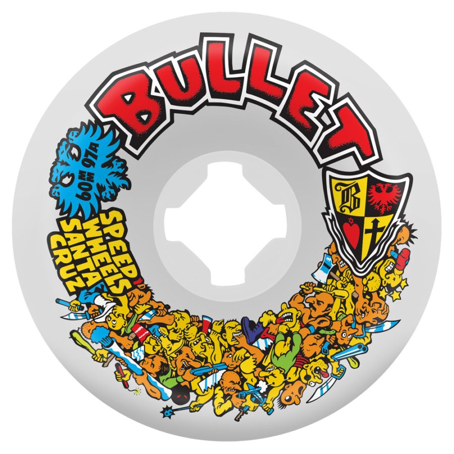スライムボールズ SLIME BALLS<br>60mm BULLET RIOT WHITE VOMITS 97A WHEELS<br>ハードウィール 4個セット  スケートボード スケボー sk8 skateboard タイヤ ローラー 車輪 トリック【2606】