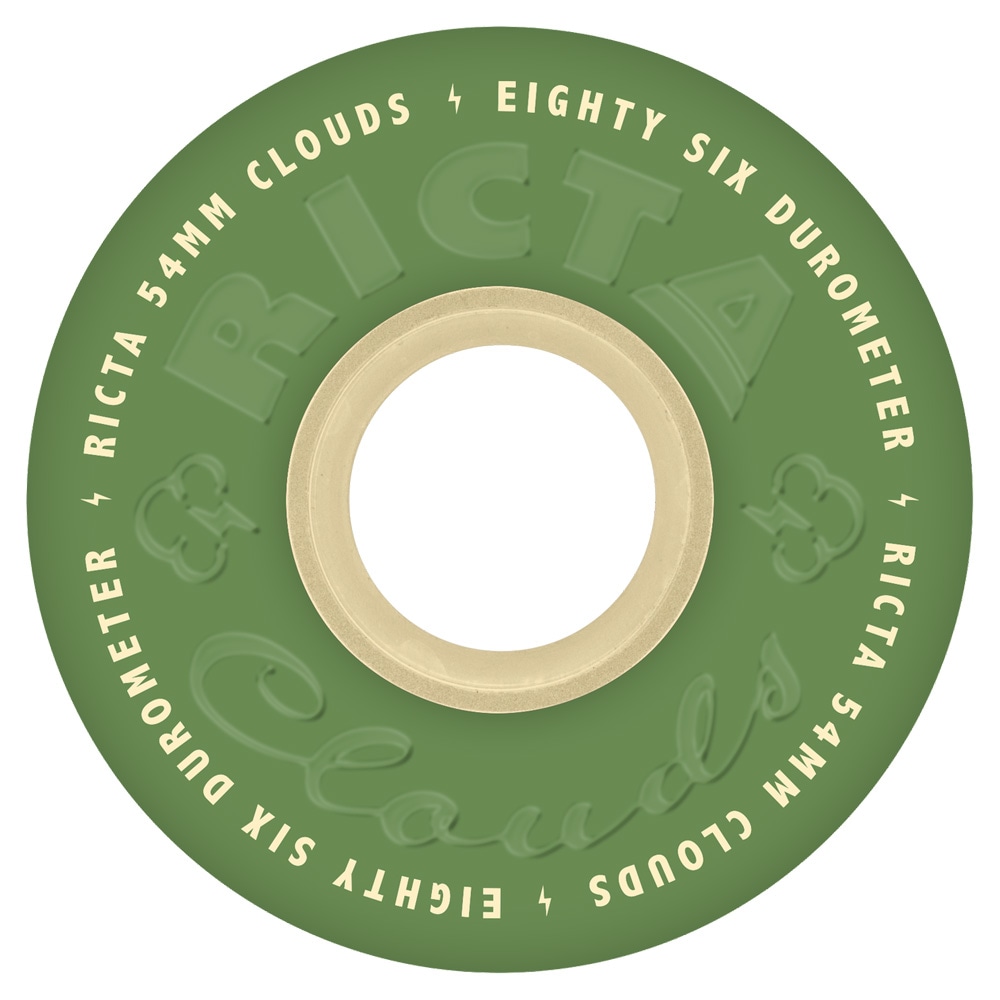 リクタ RICTA<br>54mm CLOUDS GREEN/NATURAL 86A WHEELS<br>ソフトウィール 4個セット クラウズ クルーザー フィルマー スケートボード スケボー sk8 skateboard タイヤ ローラー 車輪 静か 速い【2606】
