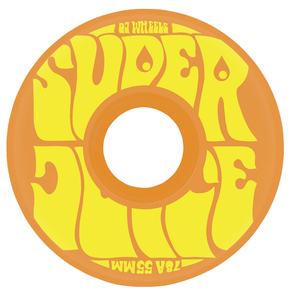 オージェイウィール OJ WHEELS<br>55mm  MINI SUPER JUICE ORANGE/YELLOW 78A WHEELS<br>ソフトウィール 4個セット ミニスーパージュース クルーザー 移動 スケートボード スケボー sk8 skateboard タイヤ【2606】