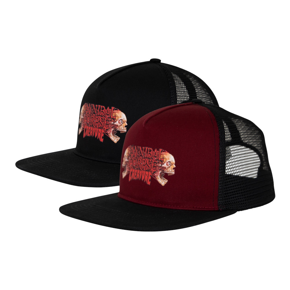 クリーチャー CREATURE<br>CANNIBAL CORPSE SNAPBACK MESH TRUCKER HAT<br>キャップ メッシュキャップ カンニバル・コープス ハット 帽子 CAP メンズ スケートボード スケボー ストリート スケーター ファッション sk8 skateboard【26SM】