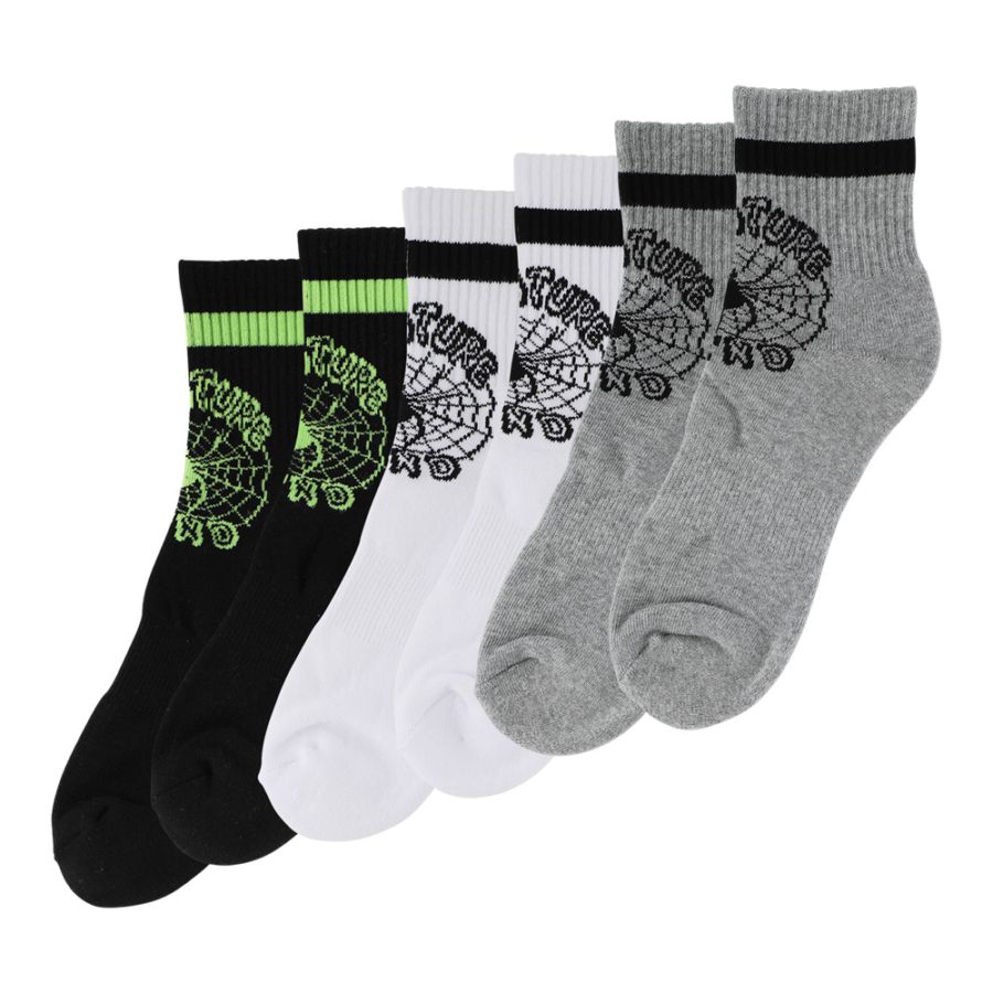 クリーチャー CREATURE<br>WEB 3-PACK QUARTER SOCKS<br>ソックス 3ペア6枚 靴下 ストリート スケーター ファッション スケートボード スケボー sk8 skateboard【26SM】