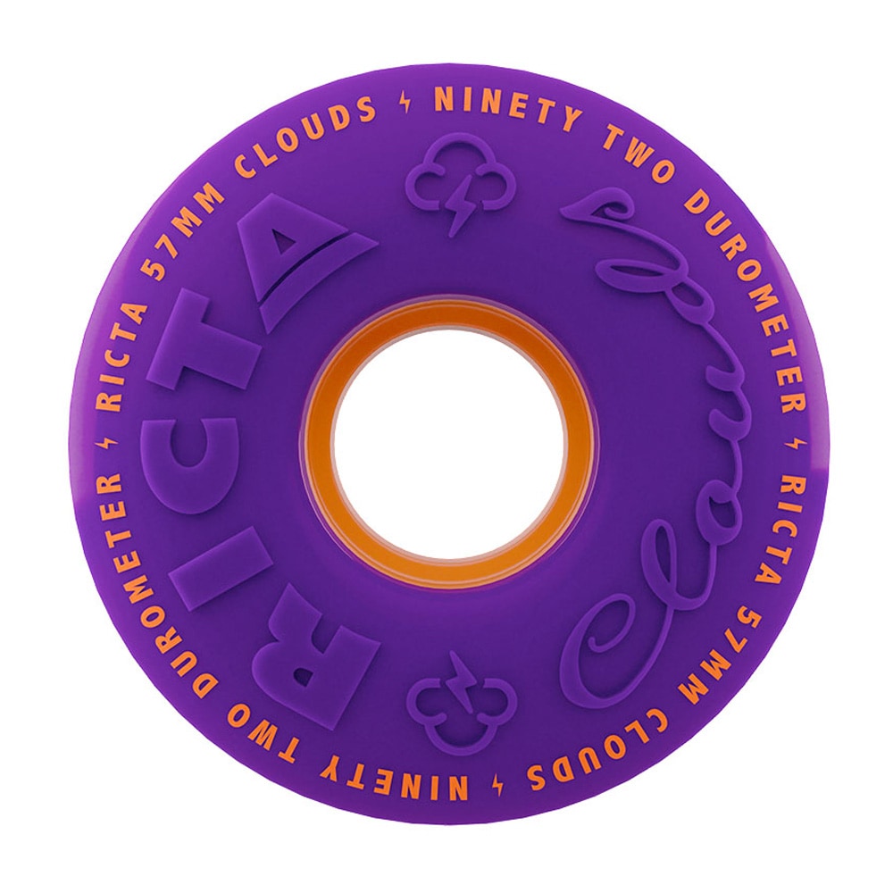 リクタ RICTA<br>57mm CLOUDS PURPLE ORANGE 92A WHEELS<br>ハードウィール 4個セット クラウズ クルーザー フィルマー スケートボード スケボー sk8 skateboard タイヤ ローラー 車輪 静か 速い【2608】
