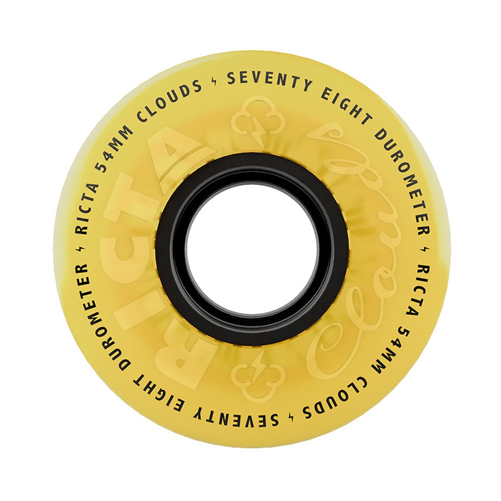 リクタ RICTA<br>54mm CLOUDS YELLOW BLACK 78A WHEELS<br>ハードウィール 4個セット クラウズ クルーザー フィルマー スケートボード スケボー sk8 skateboard タイヤ ローラー 車輪 静か 速い【2608】