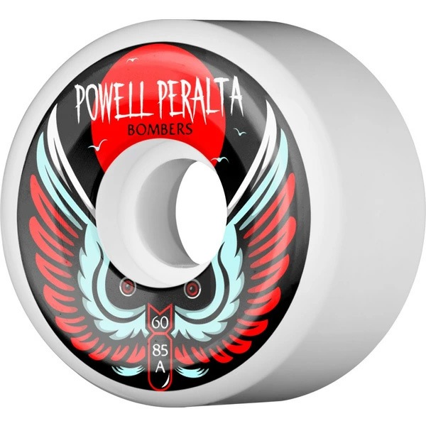 パウエル・ペラルタ POWELL PERALTA<br>60mm BOMBER 3 WHITE 85A WHEEL<br>ソフトウィール(4個セット)ロングボード ダウンヒル オールドスクール スケートボード スケボー sk8 skateboard タイヤ ローラー 車輪 静か 速い【2112】