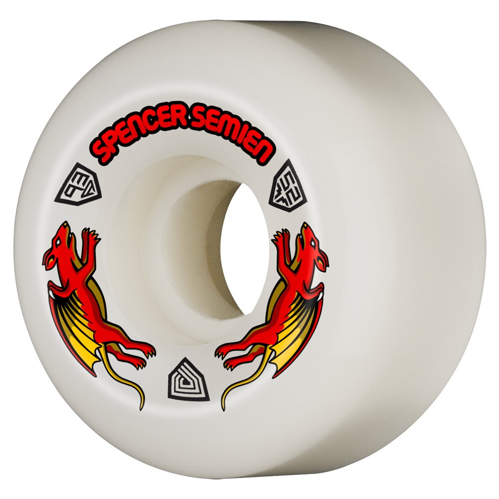 パウエル・ペラルタ POWELL PERALTA<br>52mm x 30mm NANO RATS DRAGON FORMULA  SPENCER SEMIEN WHITE 93A WHEEL<br>ハードウィール 4個セット ドラゴンフォーミュラ ナノ・ラット スペンサー・セミエン スケートボード sk8 skateboard タイヤ 車輪【2502】